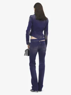 Giacca in denim stile military da Donna in Violetto