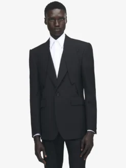 Giacca monopetto con revers capovolti da Uomo in Nero
