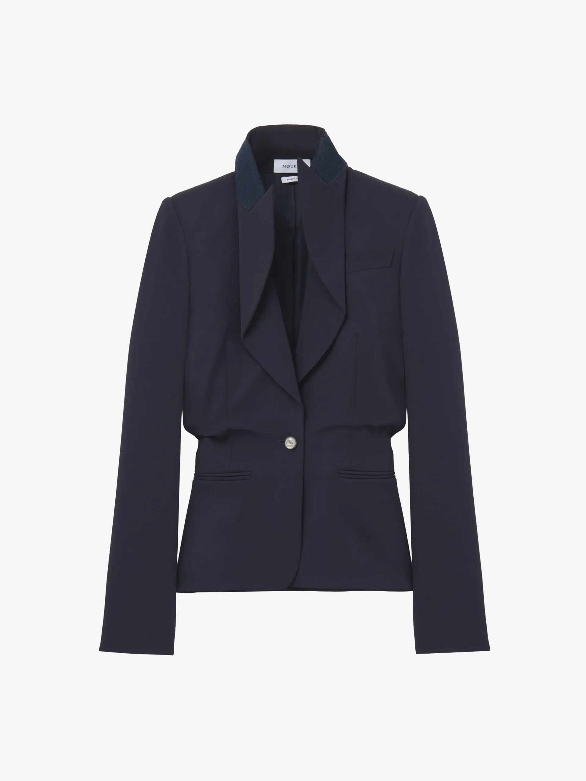 Giacca monopetto con revers piegati da Donna in Blu Navy