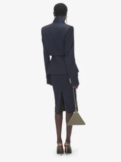 Giacca monopetto con revers piegati da Donna in Blu Navy