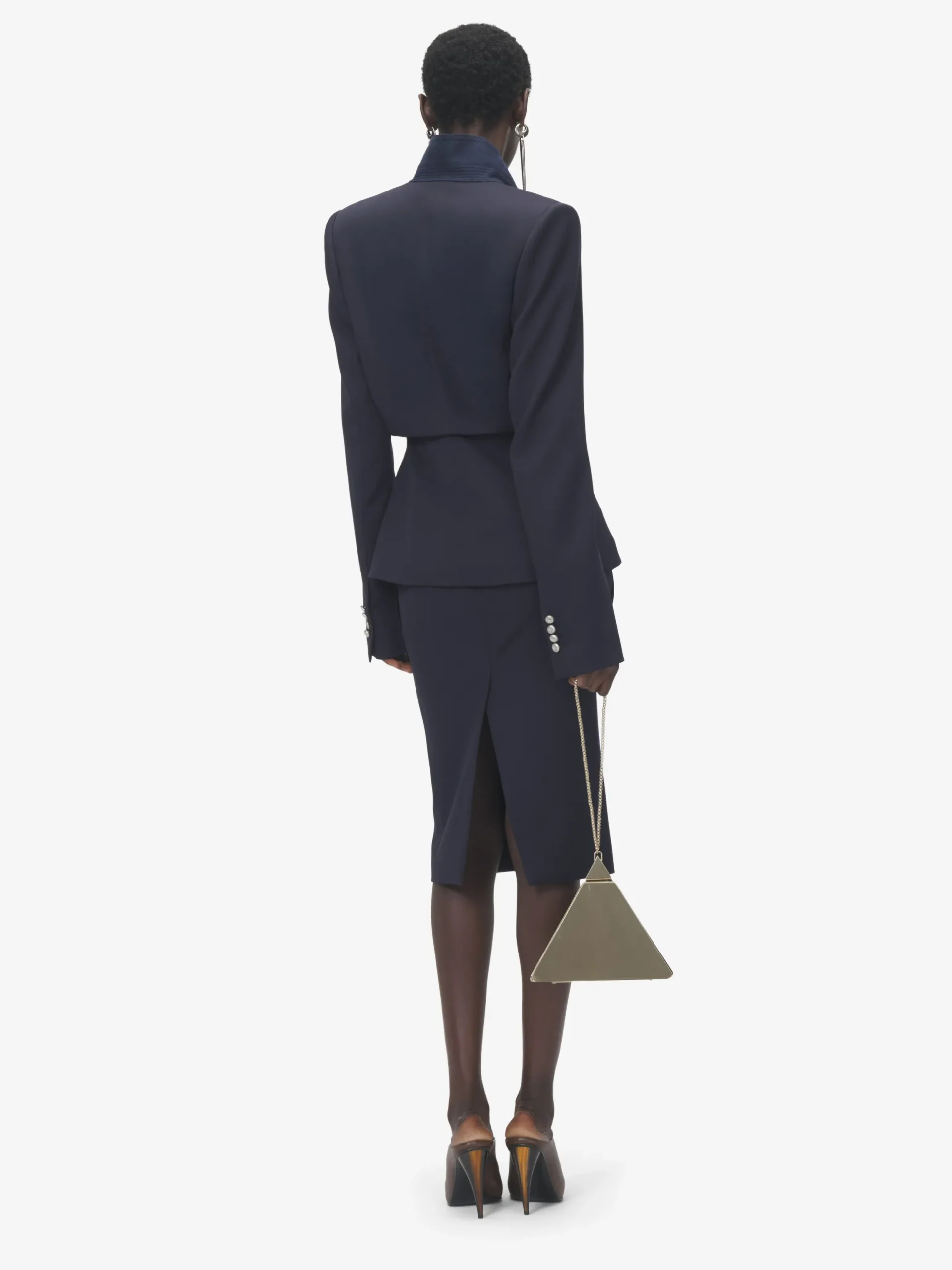 Giacca monopetto con revers piegati da Donna in Blu Navy