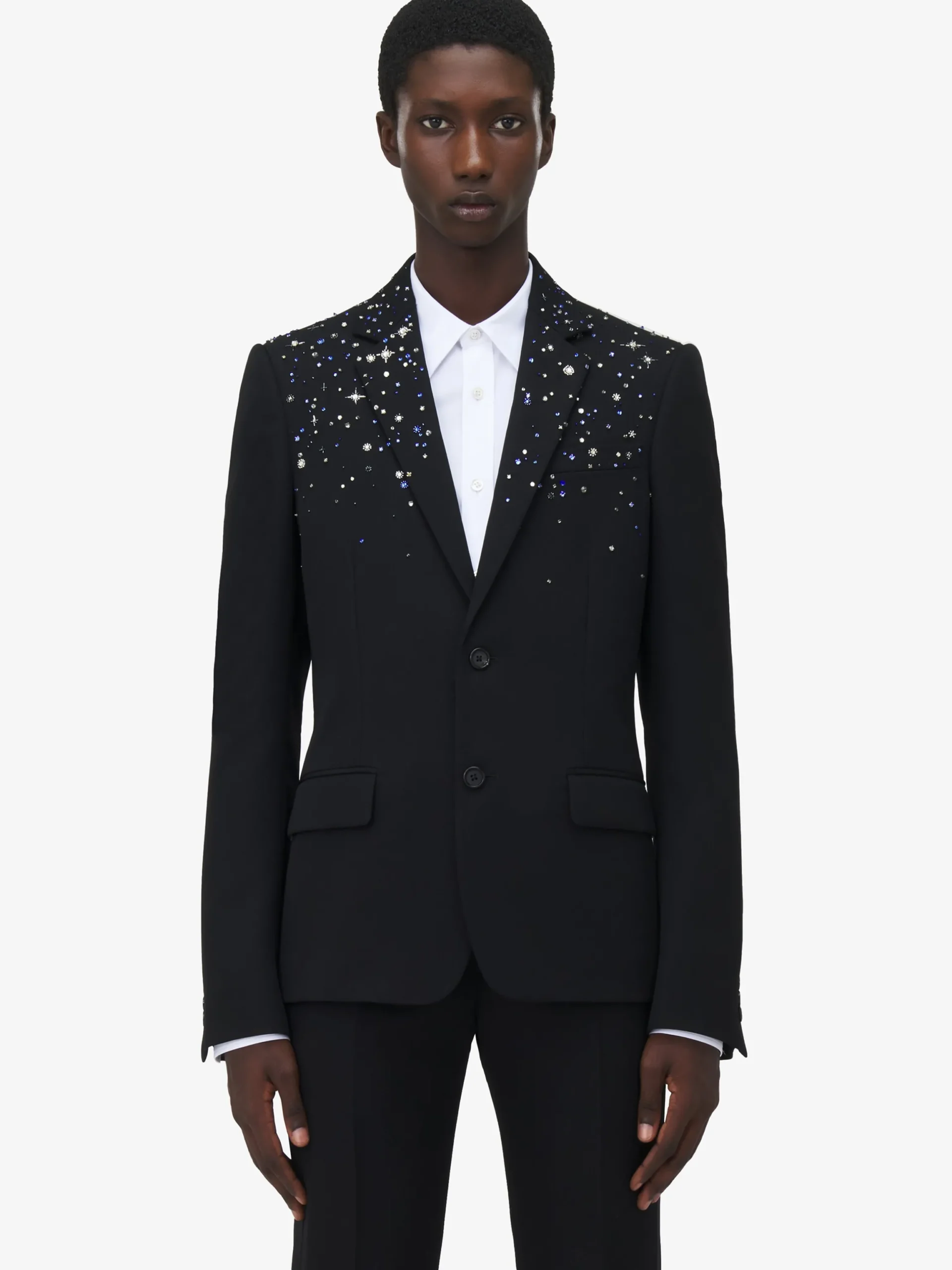 Giacca monopetto con ricamo costellazione da Uomo in Nero