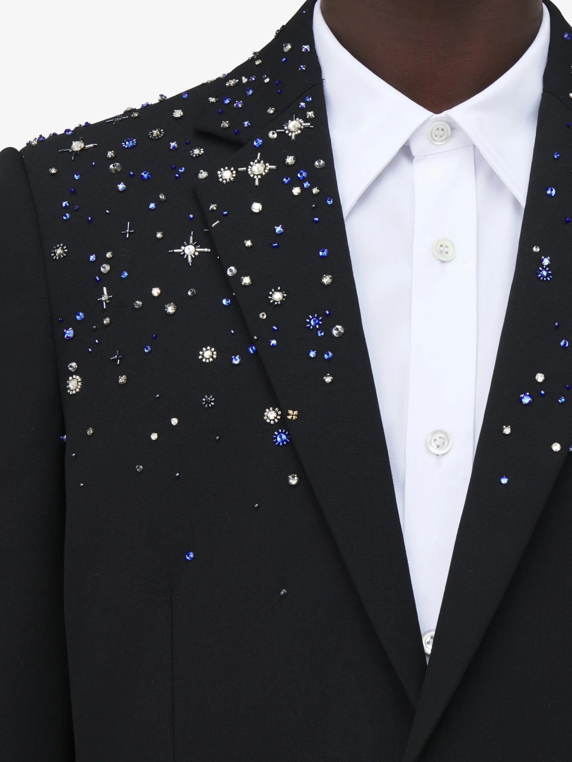 Giacca monopetto con ricamo costellazione da Uomo in Nero