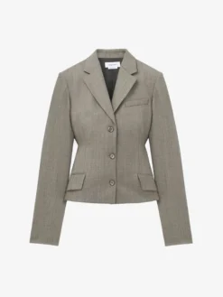 Giacca monopetto con volant da Donna in Marrone Chiaro
