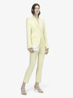 Giacca monopetto in gabardine di lana da Donna in Giallo