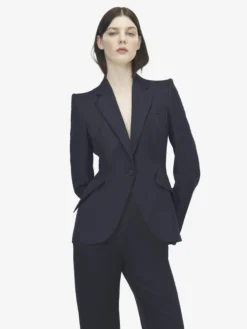 Giacca monopetto in lana da Donna in Indaco