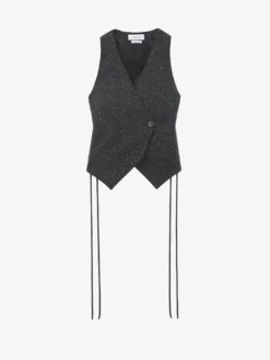 Gilet con allacciatura stile corsetto e motivo gessato screziato da Donna in Grigio