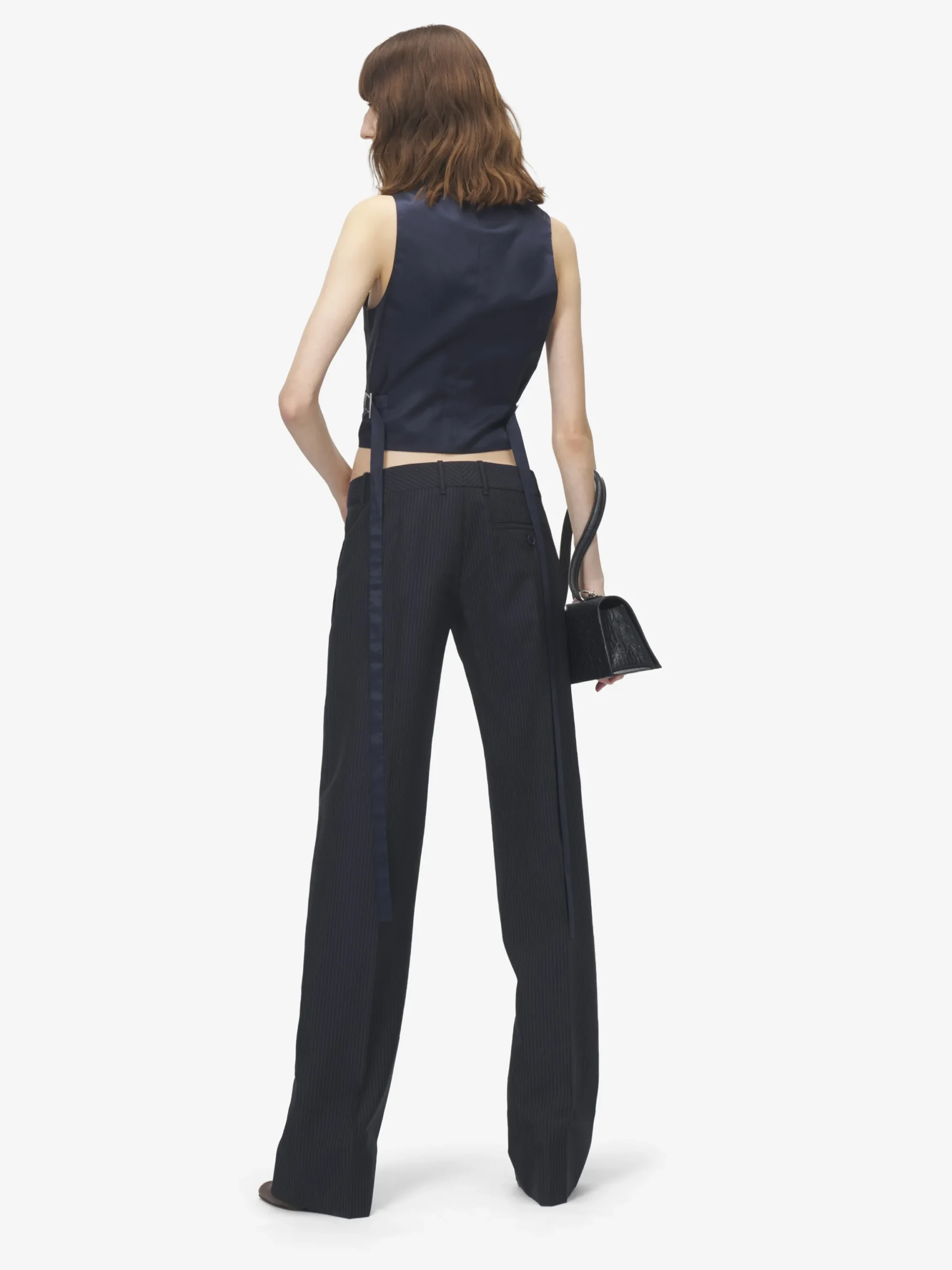 Gilet sartoriale gessato da Donna in Blu Navy