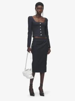 Gonna a tubino a righe da Donna in Blu Navy