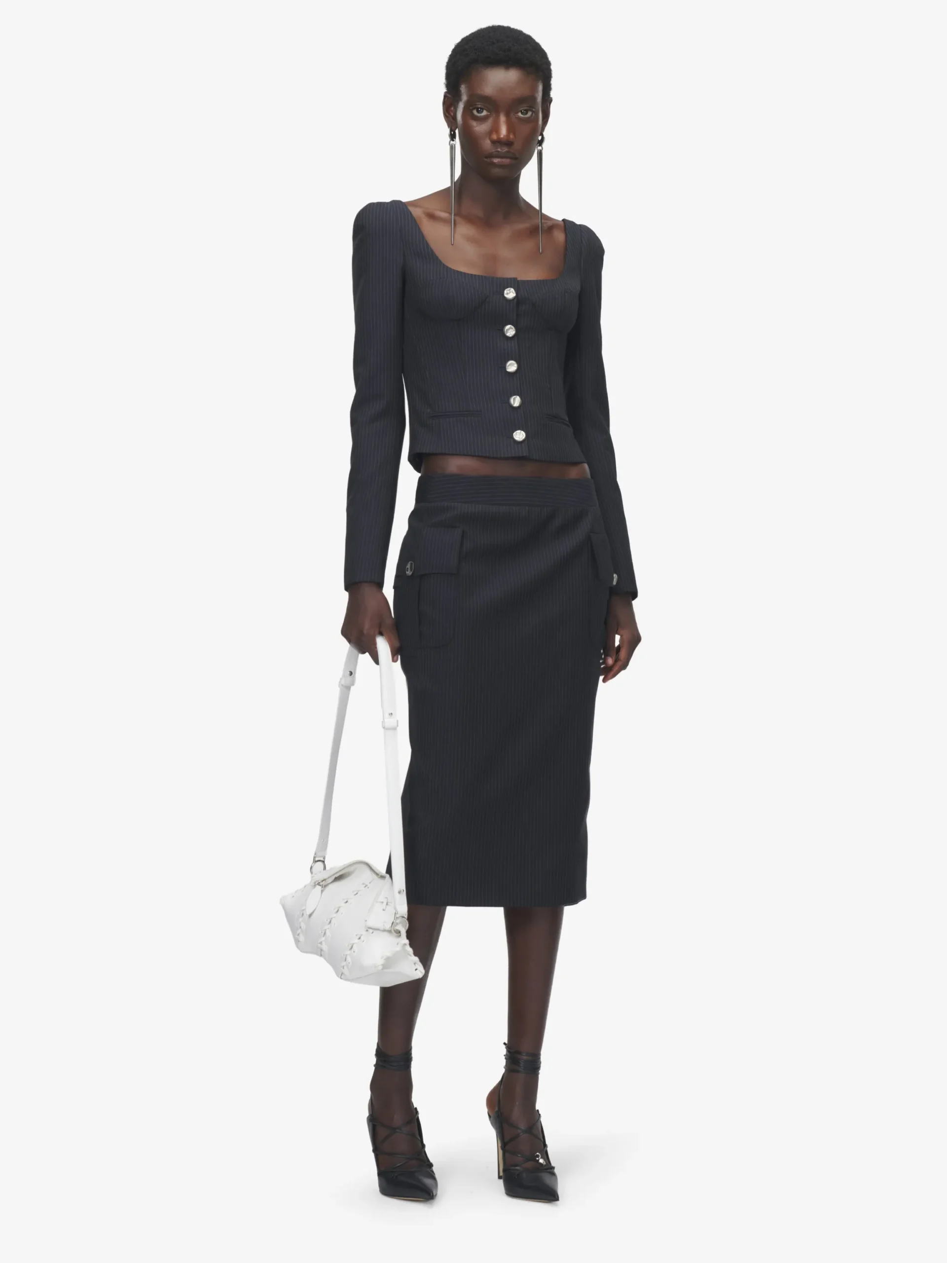 Gonna a tubino a righe da Donna in Blu Navy