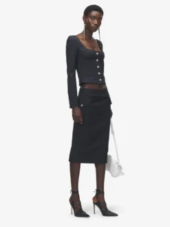 Gonna a tubino a righe da Donna in Blu Navy