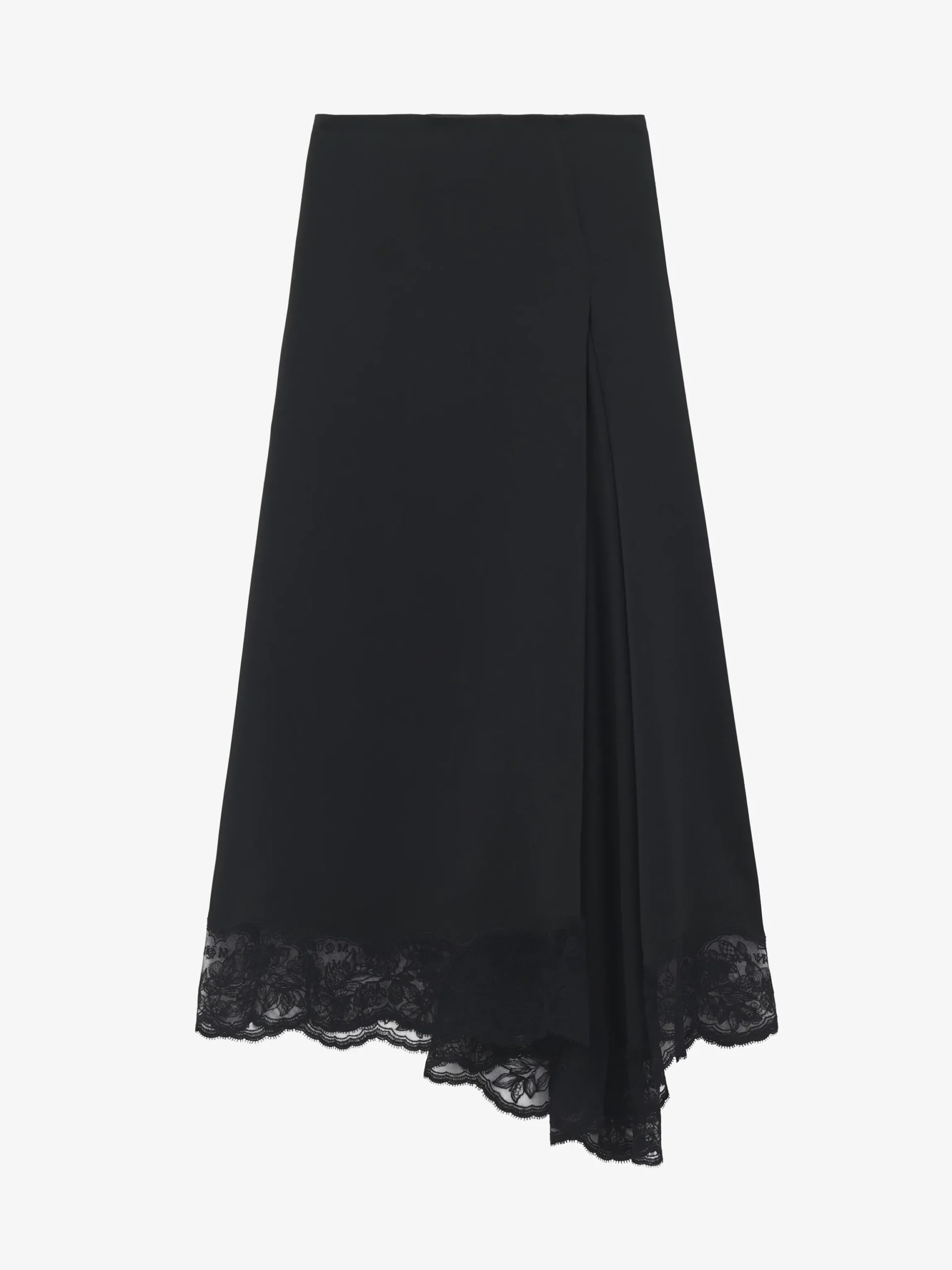 Gonna midi asimmetrica con orlo in pizzo da Donna in Nero