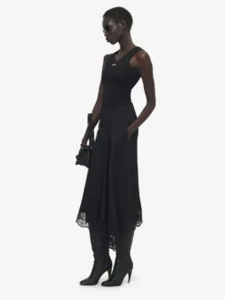 Gonna midi asimmetrica con orlo in pizzo da Donna in Nero