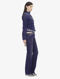 Jeans bootcut con zip a vista da Donna in Violetto