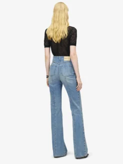 Jeans con risvolto in vita da Donna in Washed Blue