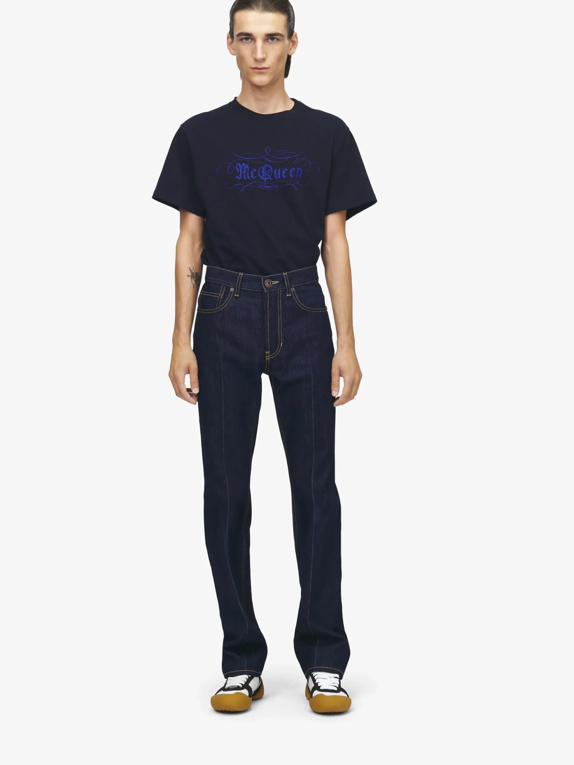 Jeans slim in denim da Uomo in Indaco