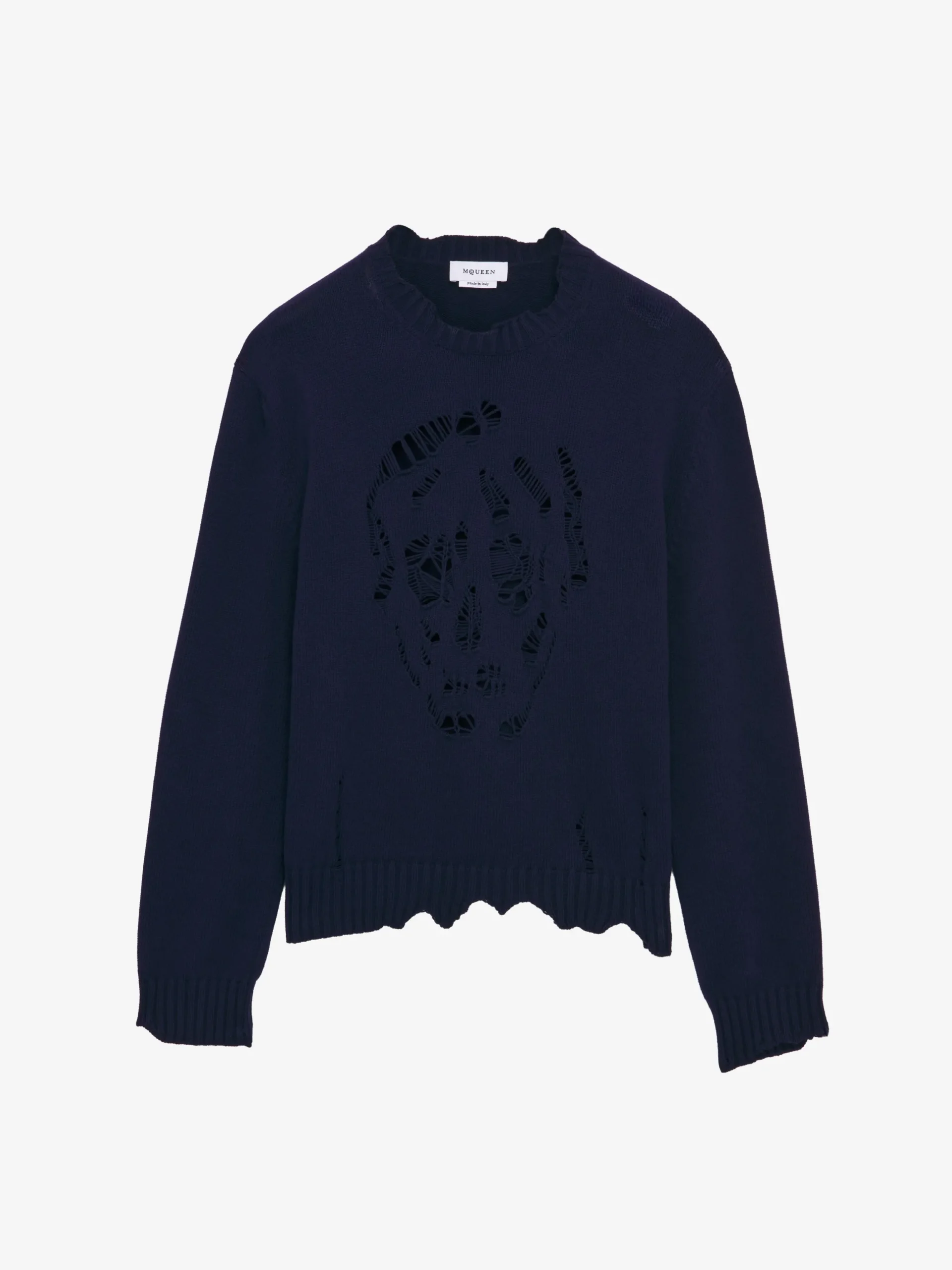 Maglione Skull effetto consumato da Uomo in Blu Navy