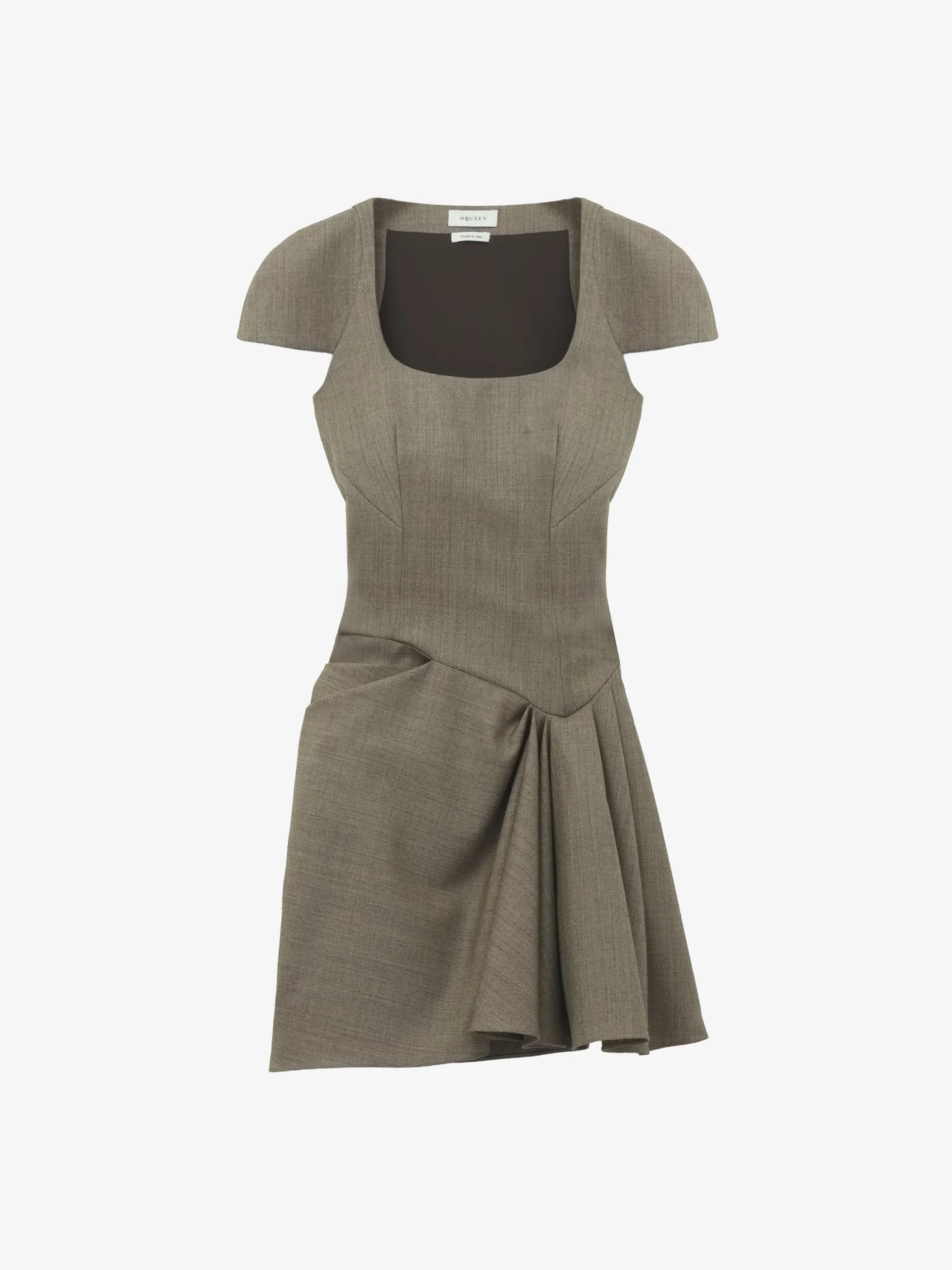Miniabito arricciato asimmetrico da Donna in Marrone Chiaro