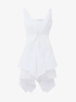 Miniabito arricciato da Donna in Bianco Ottico
