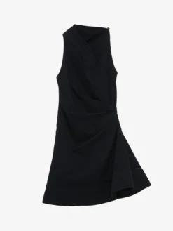 Miniabito asimmetrico in denim da Donna in Nero