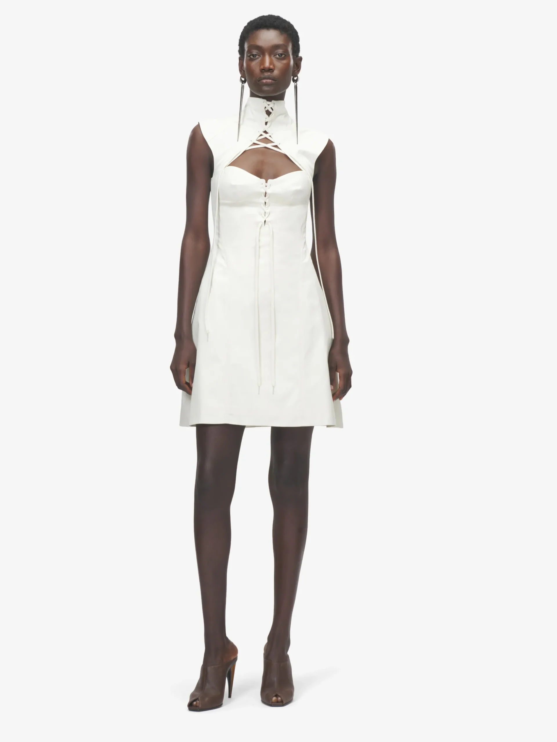 Miniabito con corsetto e cut-out da Donna in Avorio