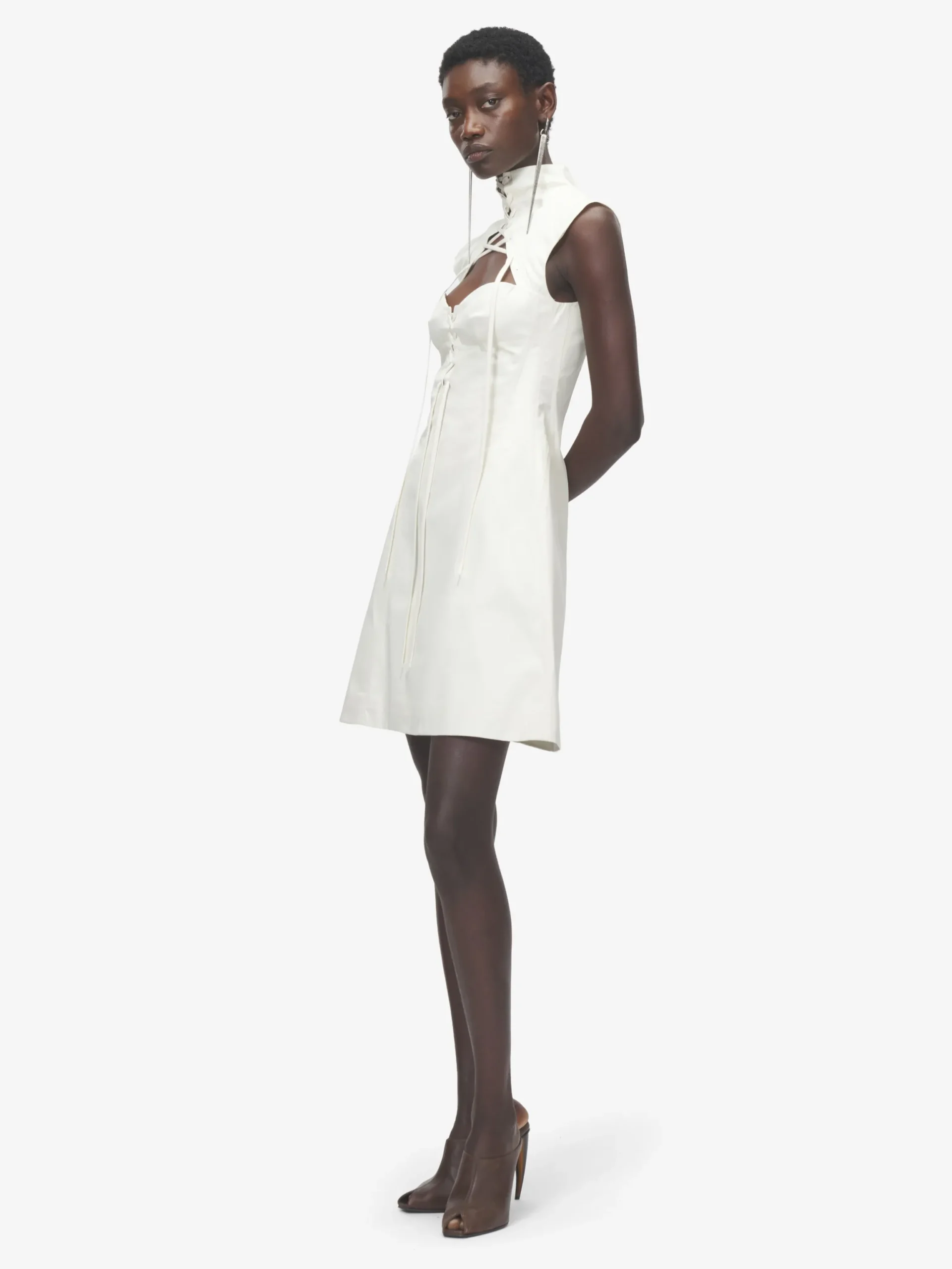 Miniabito con corsetto e cut-out da Donna in Avorio