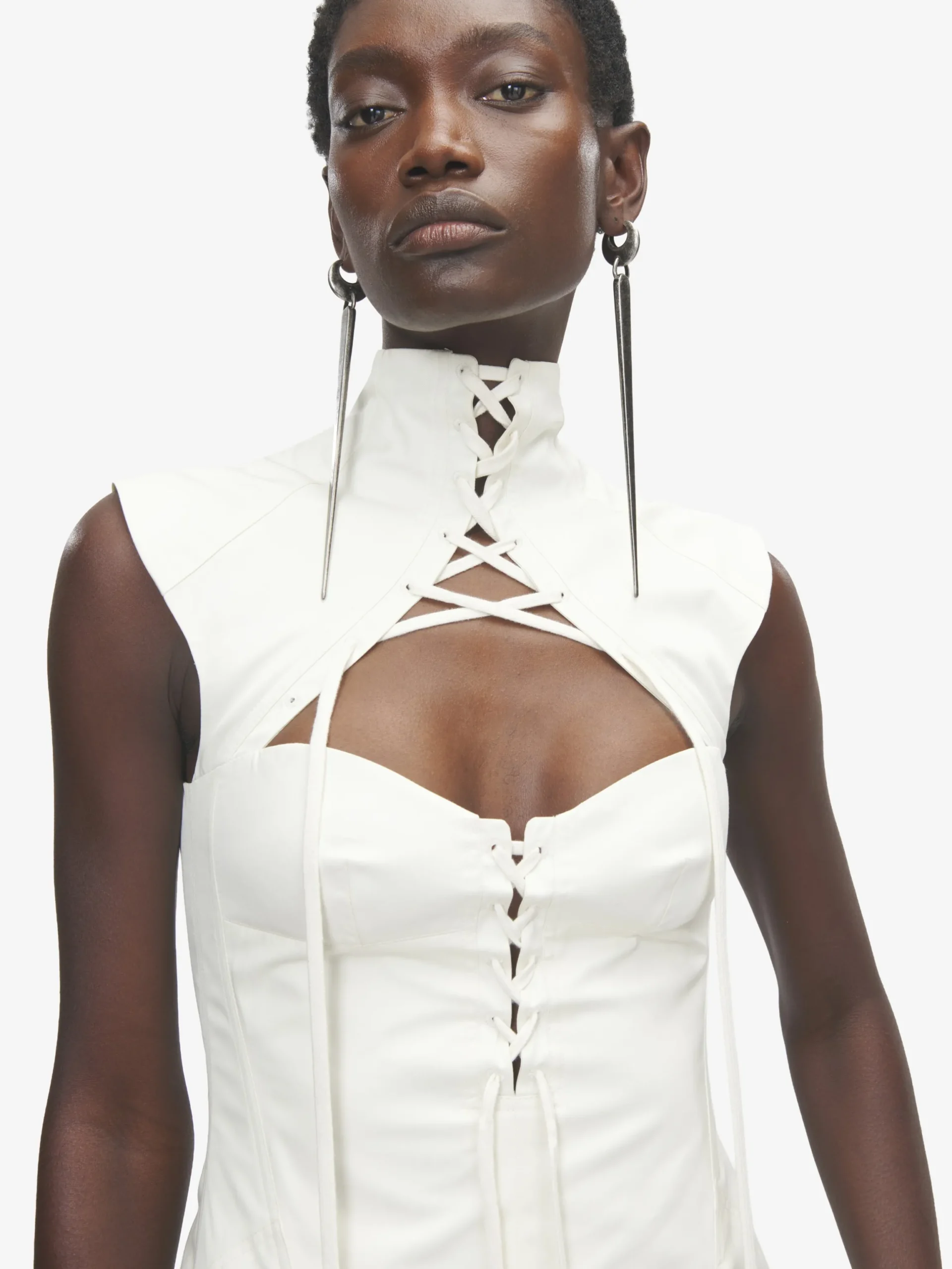 Miniabito con corsetto e cut-out da Donna in Avorio