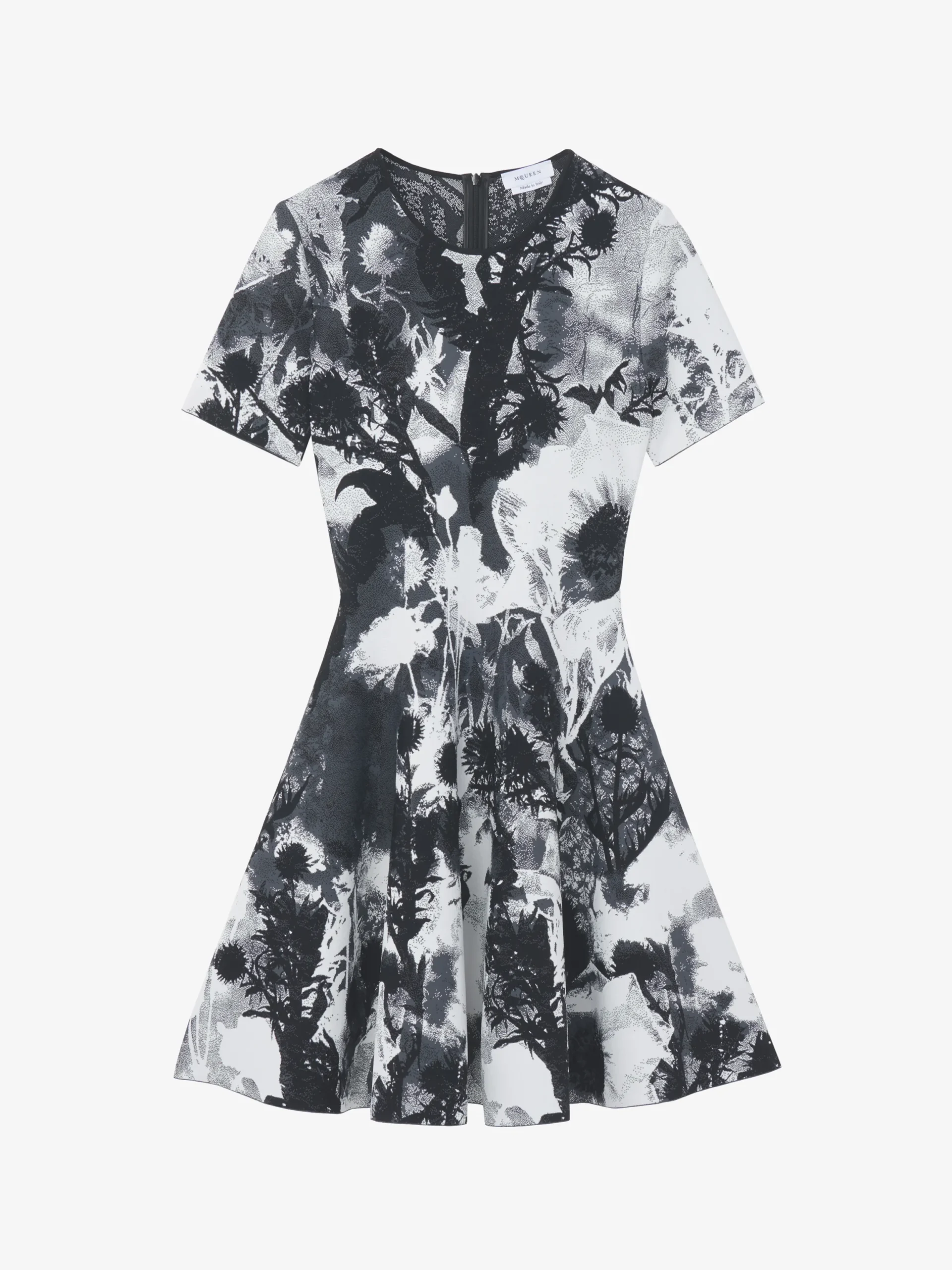 Miniabito floreale in jacquard da Donna in Avorio/Nero