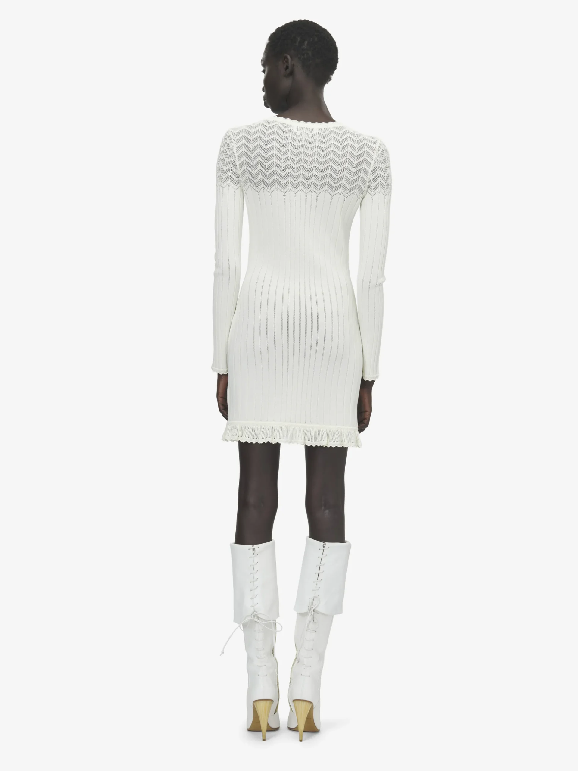 Miniabito in maglia pointelle da Donna in Avorio