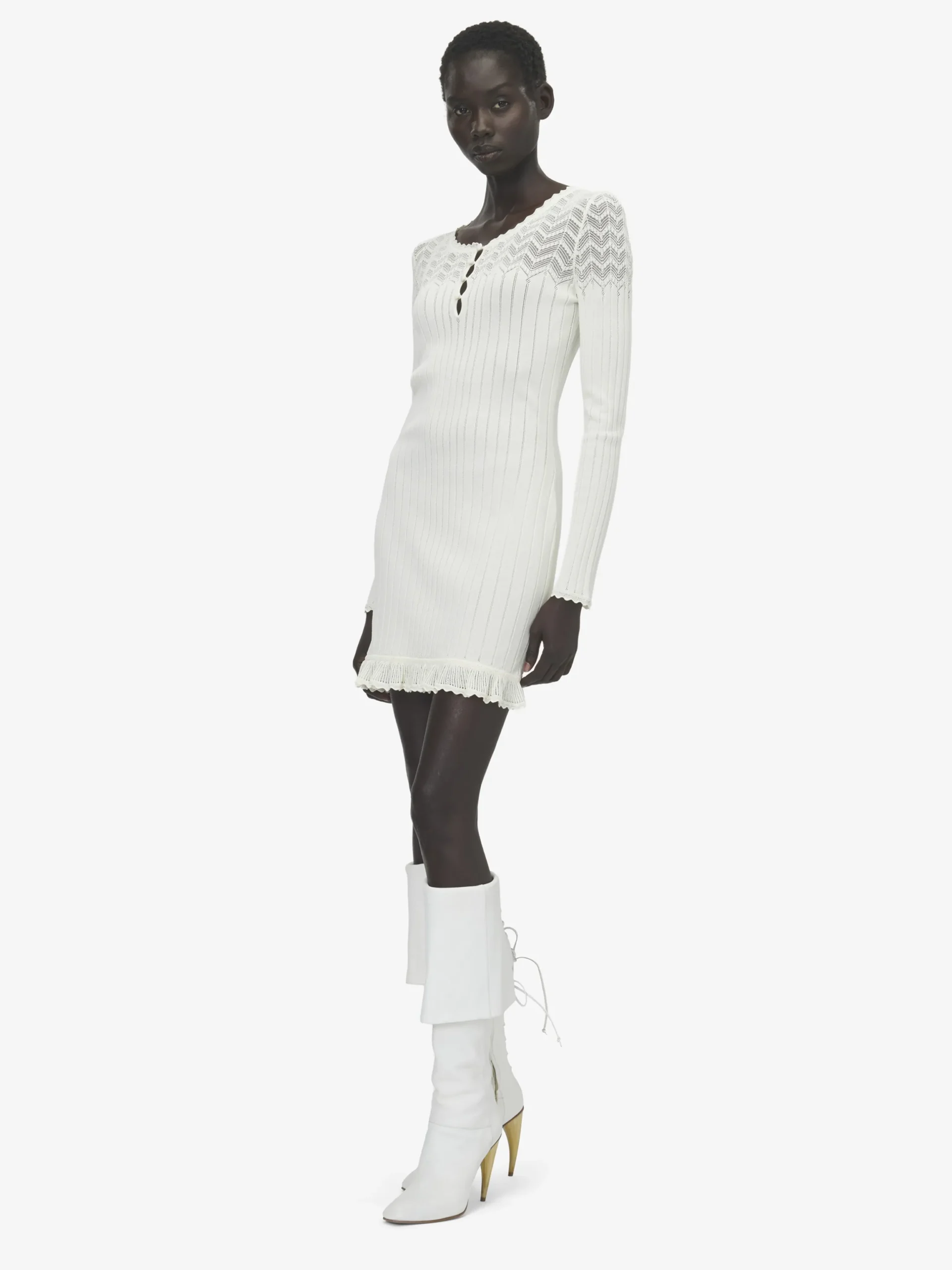 Miniabito in maglia pointelle da Donna in Avorio