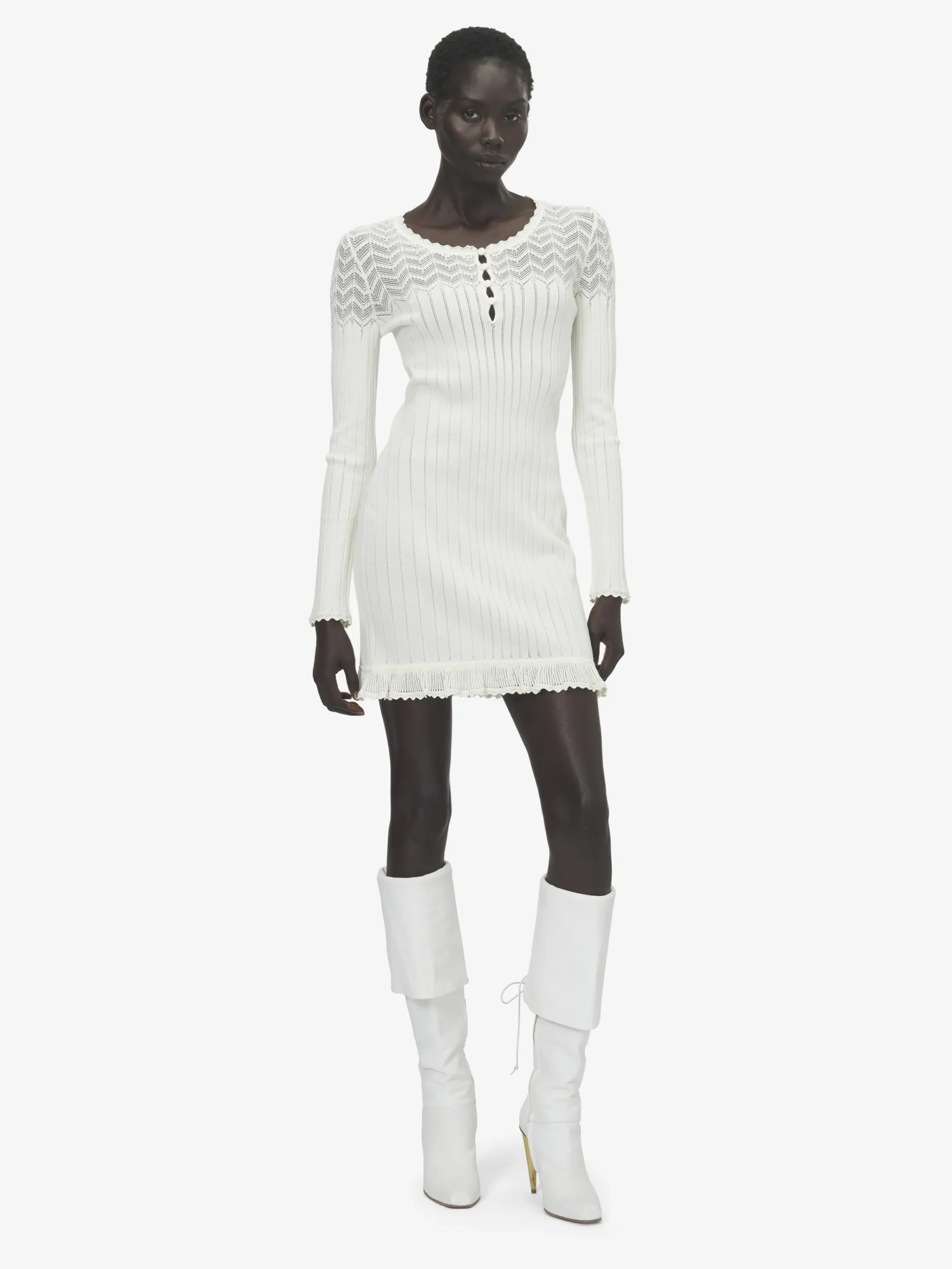 Miniabito in maglia pointelle da Donna in Avorio