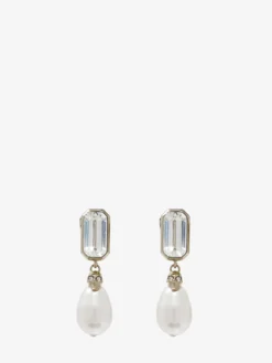 Orecchini Skull con cristalli da Donna in Finitura oro pallido