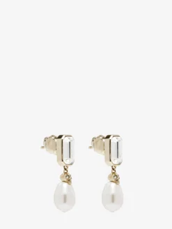 Orecchini Skull con cristalli da Donna in Finitura oro pallido