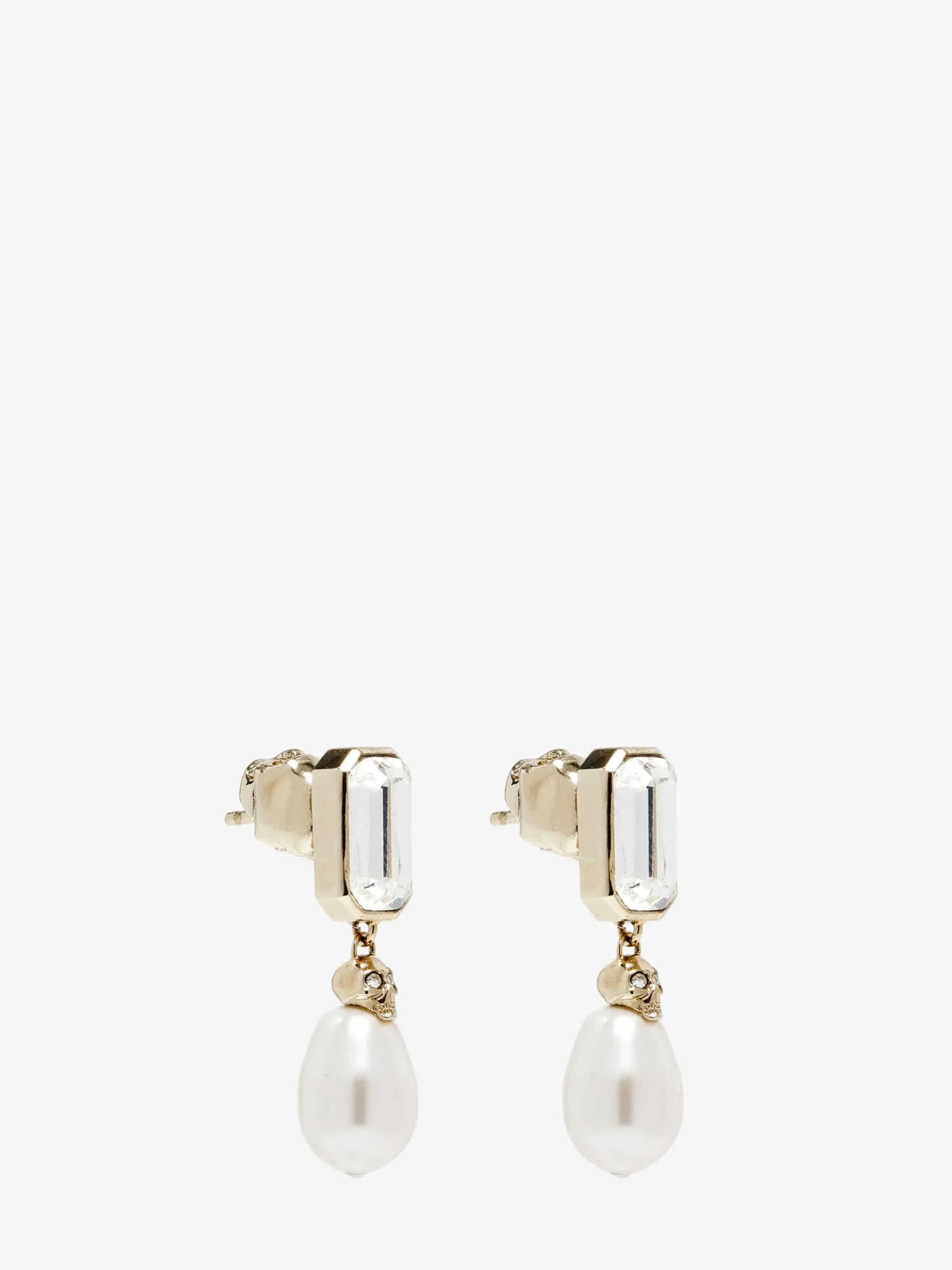 Orecchini Skull con cristalli da Donna in Finitura oro pallido
