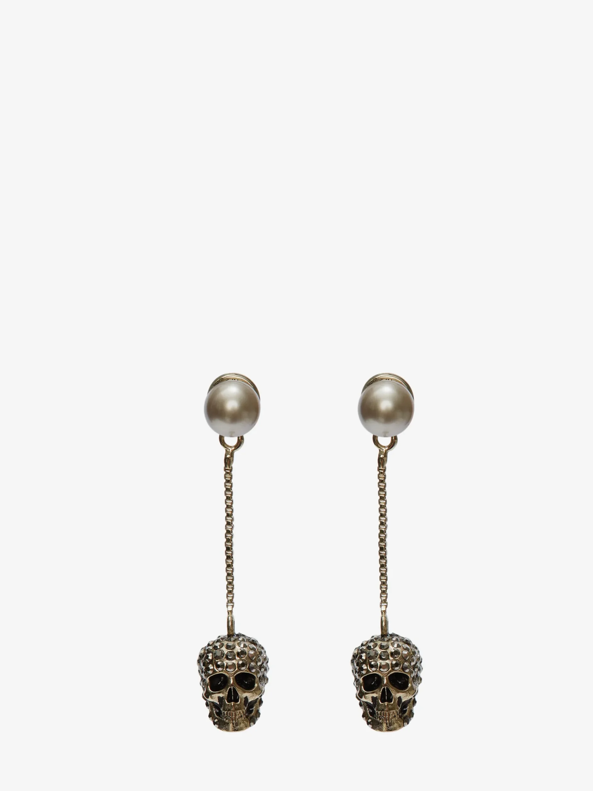 Orecchini Skull con Pavé e Catena da Donna in Finitura oro