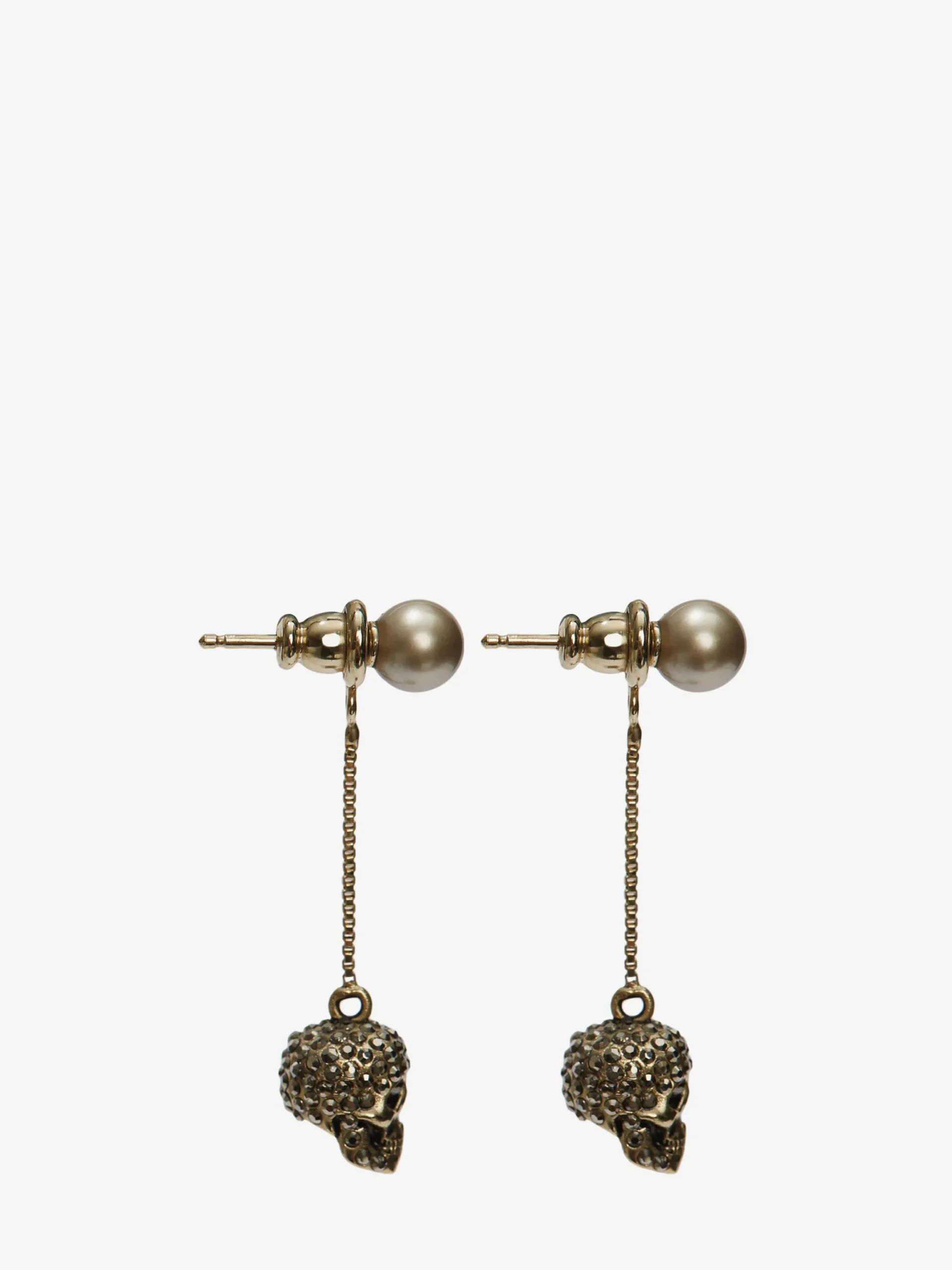 Orecchini Skull con Pavé e Catena da Donna in Finitura oro
