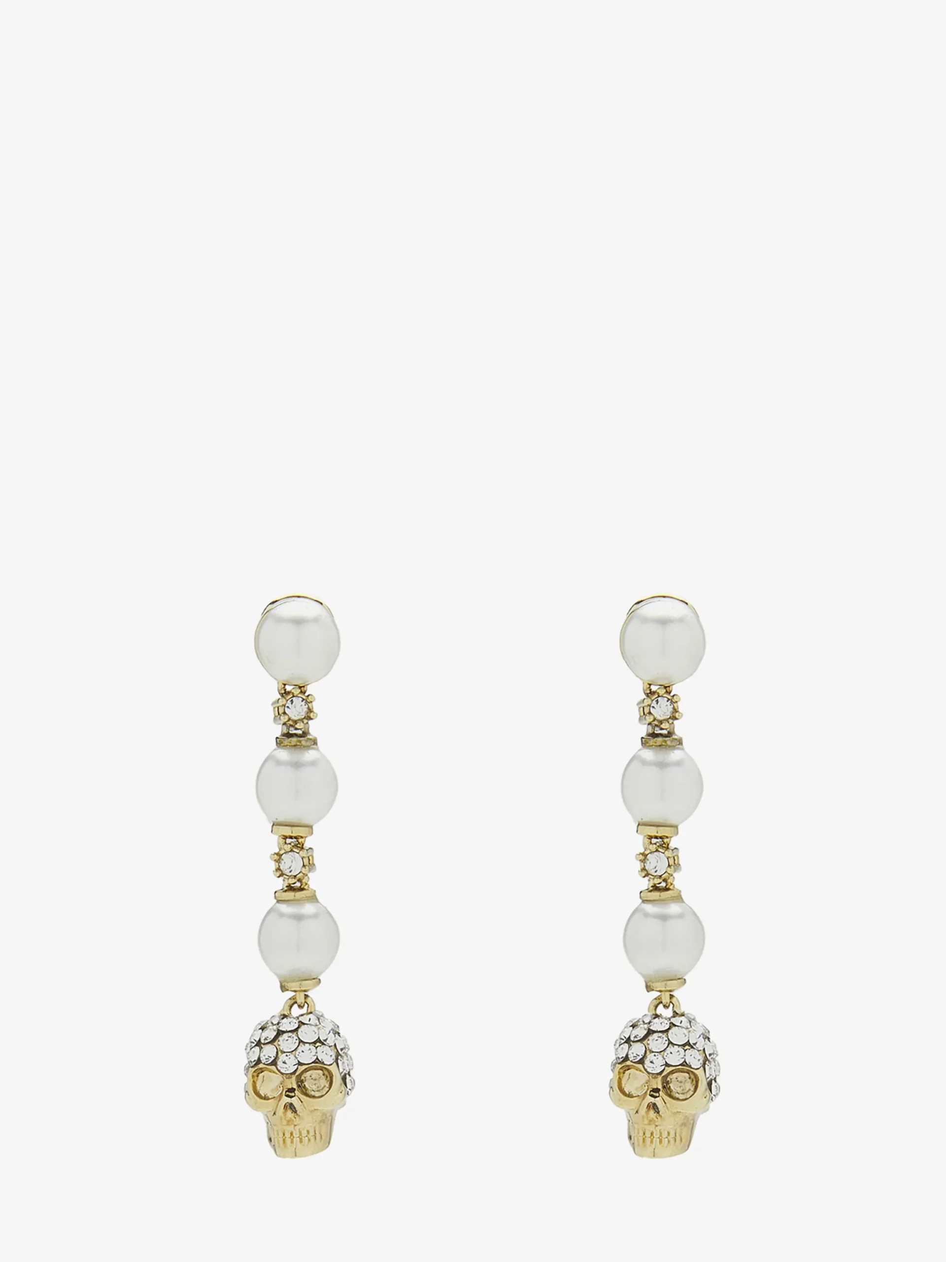 Orecchini Skull con perla da Donna in Finitura oro pallido