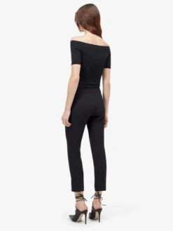 Pantaloni a sigaretta in crêpe da Donna in Nero