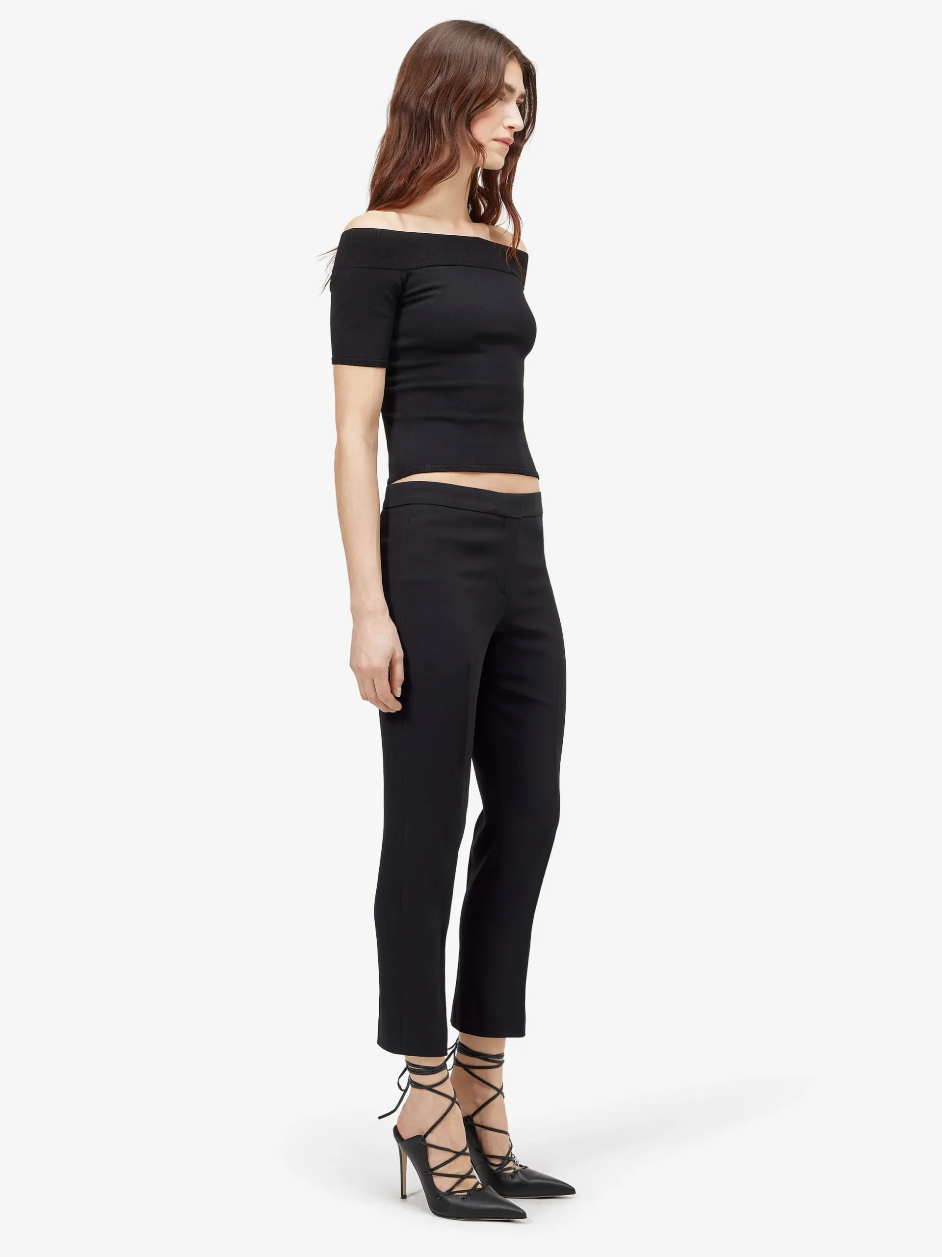Pantaloni a sigaretta in crêpe da Donna in Nero