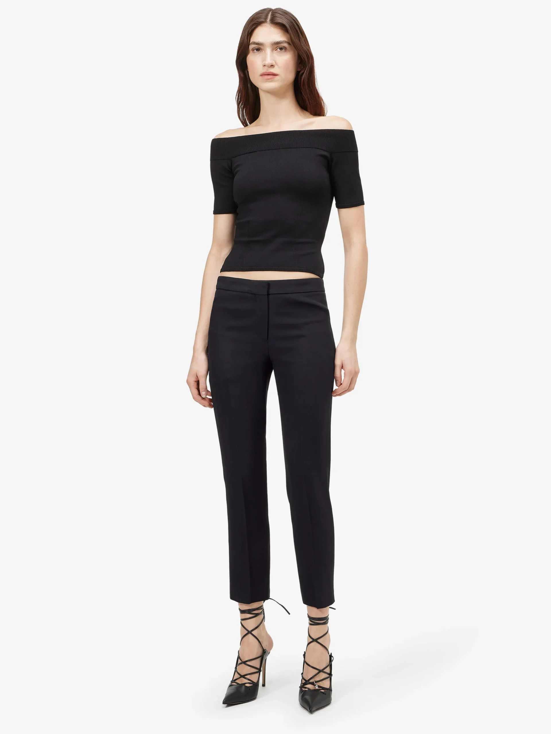 Pantaloni a sigaretta in crêpe da Donna in Nero