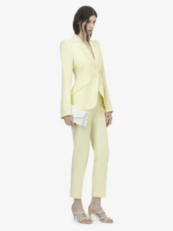 Pantaloni a sigaretta in gabardine di lana da Donna in Giallo