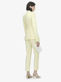 Pantaloni a sigaretta in gabardine di lana da Donna in Giallo