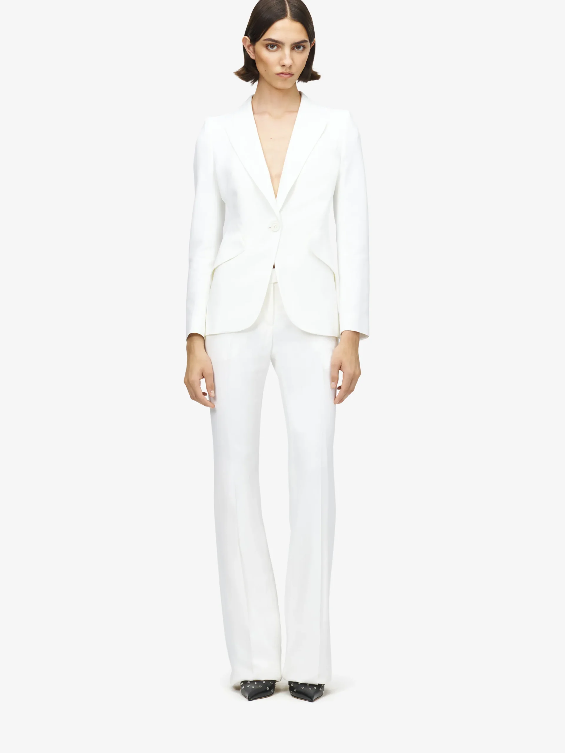 Pantaloni Bootcut da Donna in Avorio Chiaro