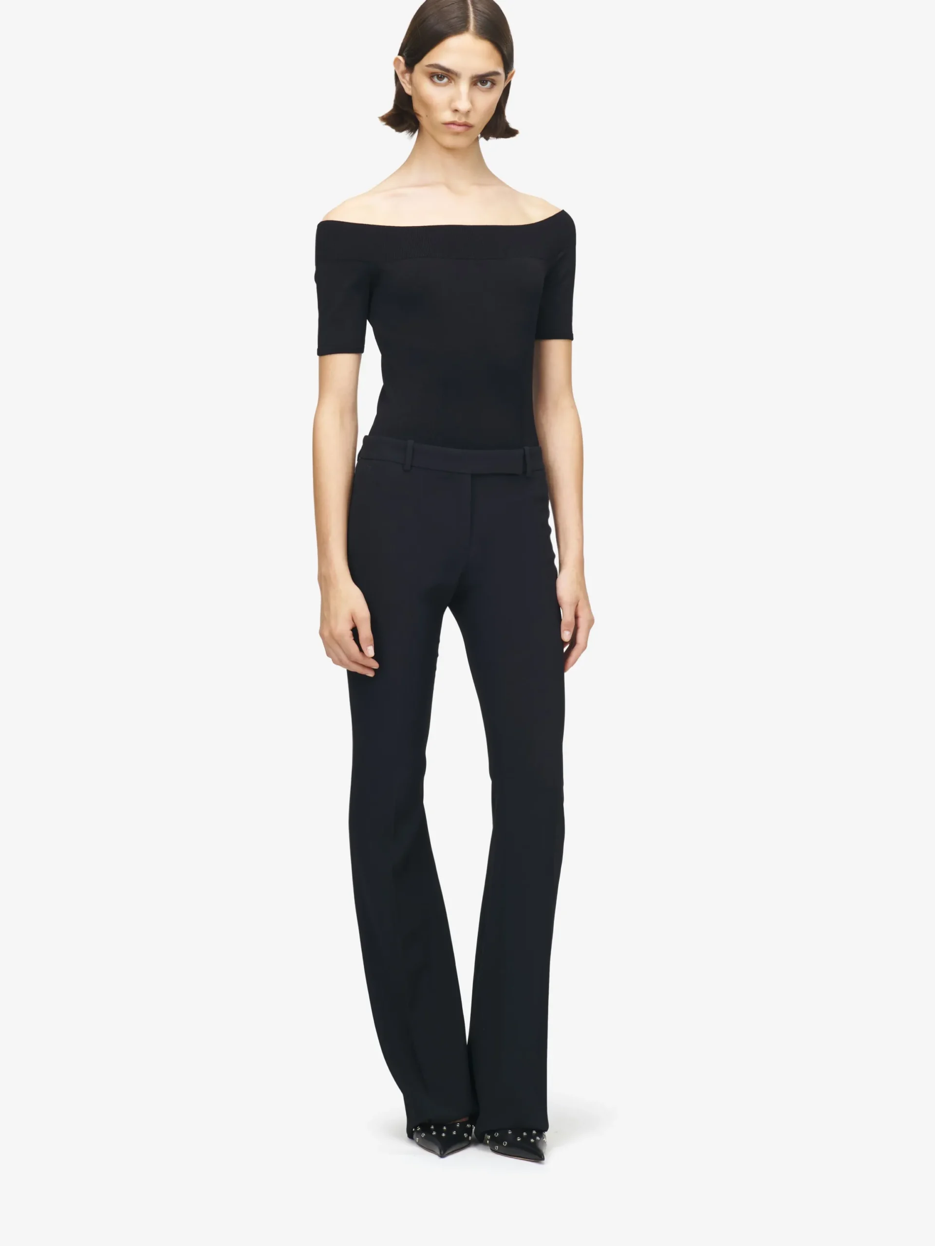 Pantaloni Bootcut Stretti da Donna in Nero