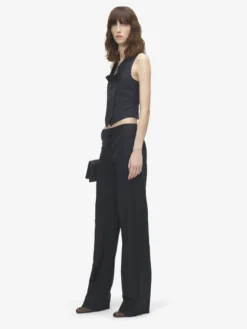 Pantaloni bumster gessati da Donna in Blu Navy