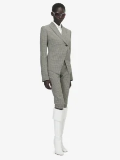 Pantaloni Capri sartoriali con motivo vichy da Donna in Nero/Avorio