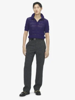 Pantaloni con motivo gessato screziato da Uomo in Grigio Mélange