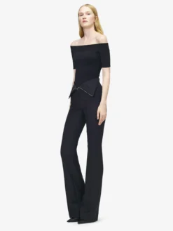 Pantaloni con risvolto in vita da Donna in Nero