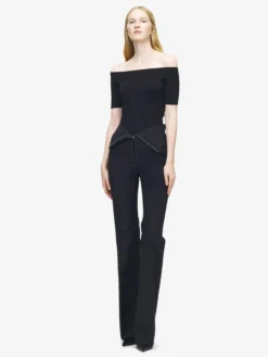 Pantaloni con risvolto in vita da Donna in Nero