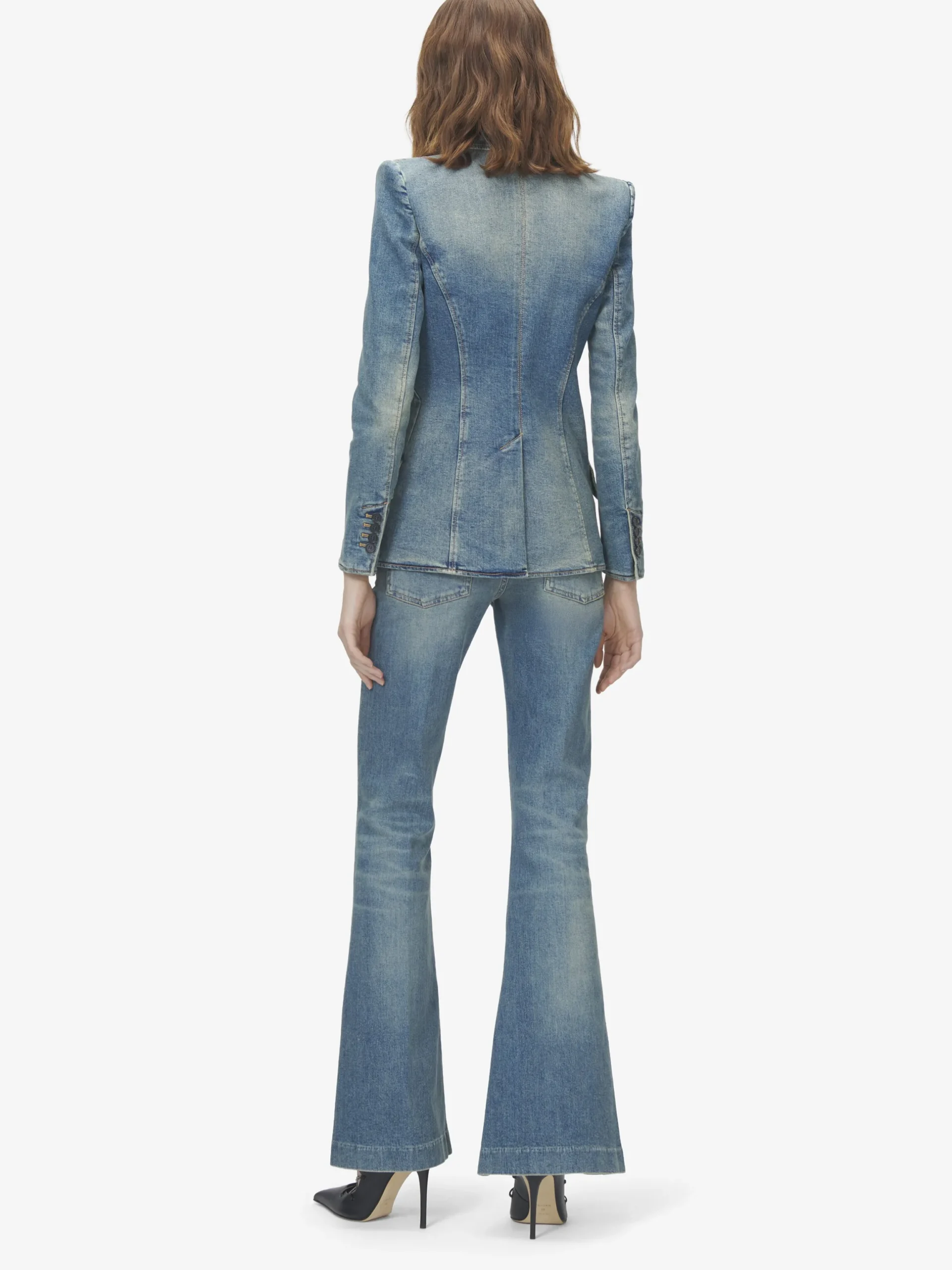 Pantaloni in Denim Bootcut da Donna in Washed Blue